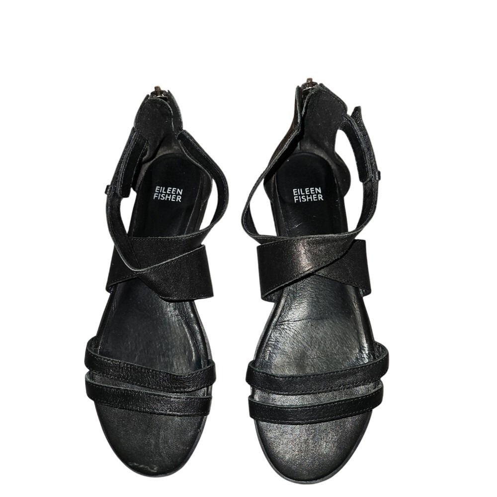 Eileen Fisher Cici Sandal Black Women's Size 8 - Picture 2 of 8